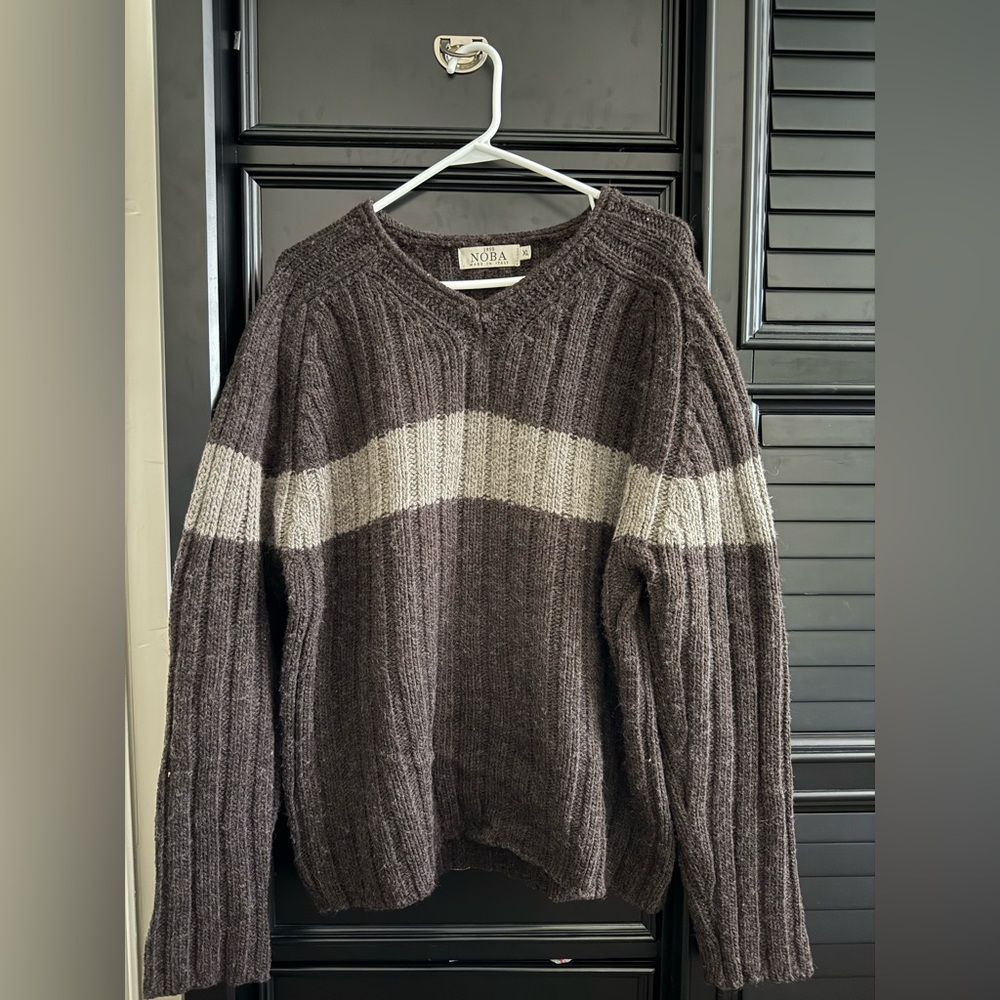 Men's Brown and Cream Sweater